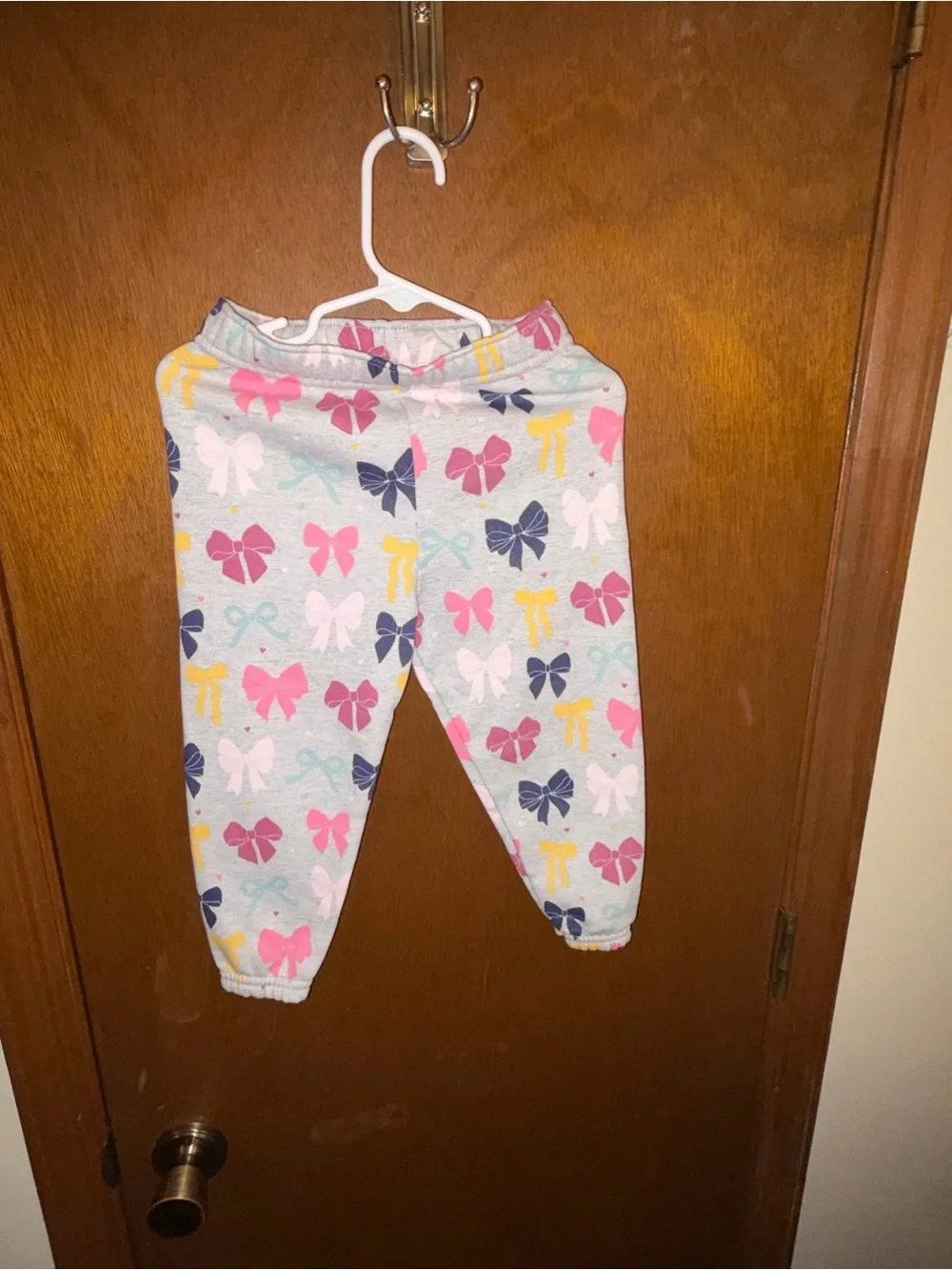 Garanimals Light Gray Bow Print Pajama Set with Pink, Navy & Yellow Bows